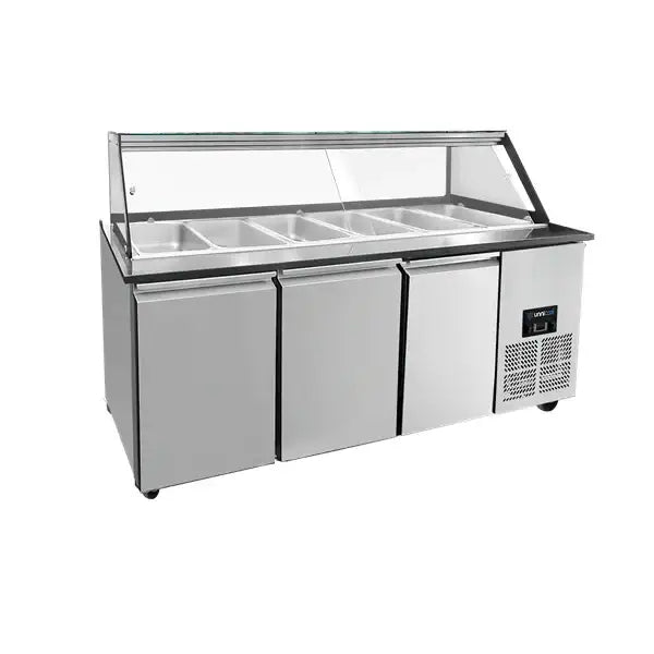 Saladette workbench – 5x GN 1/1 capacity – 188x82x85.5cm