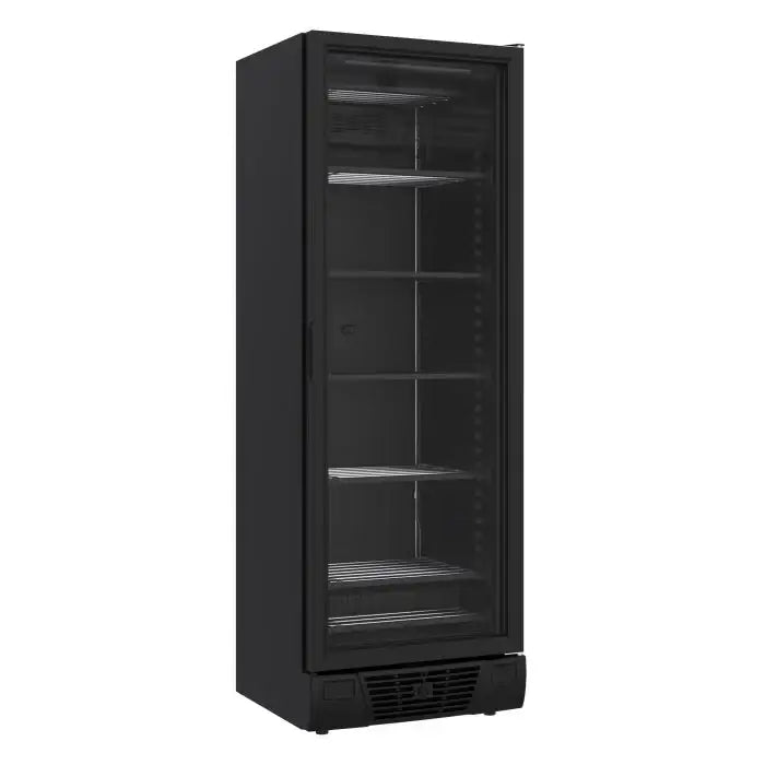 Tiefkühlschrank 1 Glastür - Schwarz - 382 Liter - 640x670x1875 mm - inkl. Scheibenheizung - Gastro-Bedarf24 GmbH
