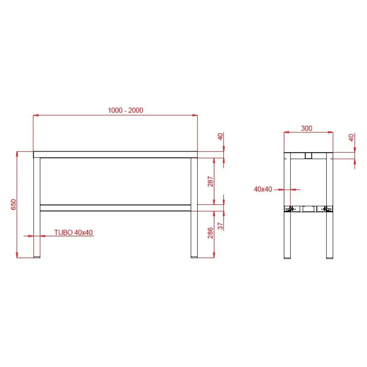 TOPLINE Aufsatzbord / 2 Etagen , 1000 x 300 mm