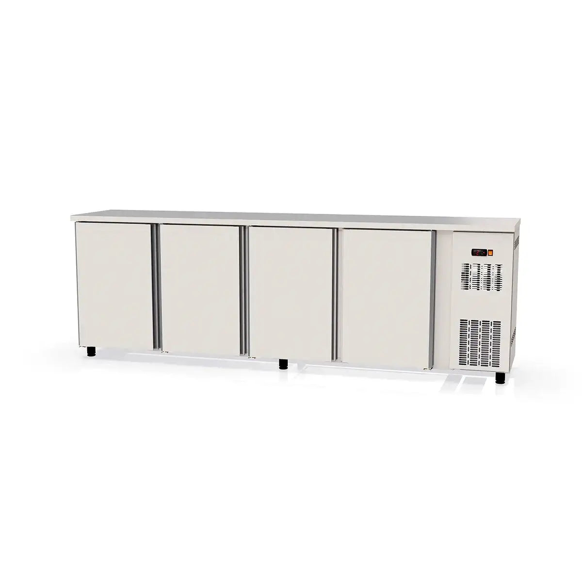 TOPLINE Bar Refrigerator Table Stainless Steel / 4 Doors, 2565 x 530 mm
