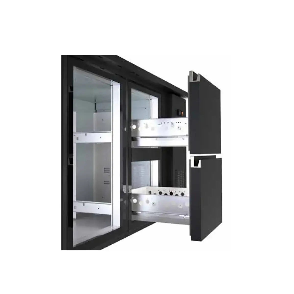 TOPLINE Barkühltisch schwarz / 1 Tür & 6 Schubladen, 2565 x 530 mm