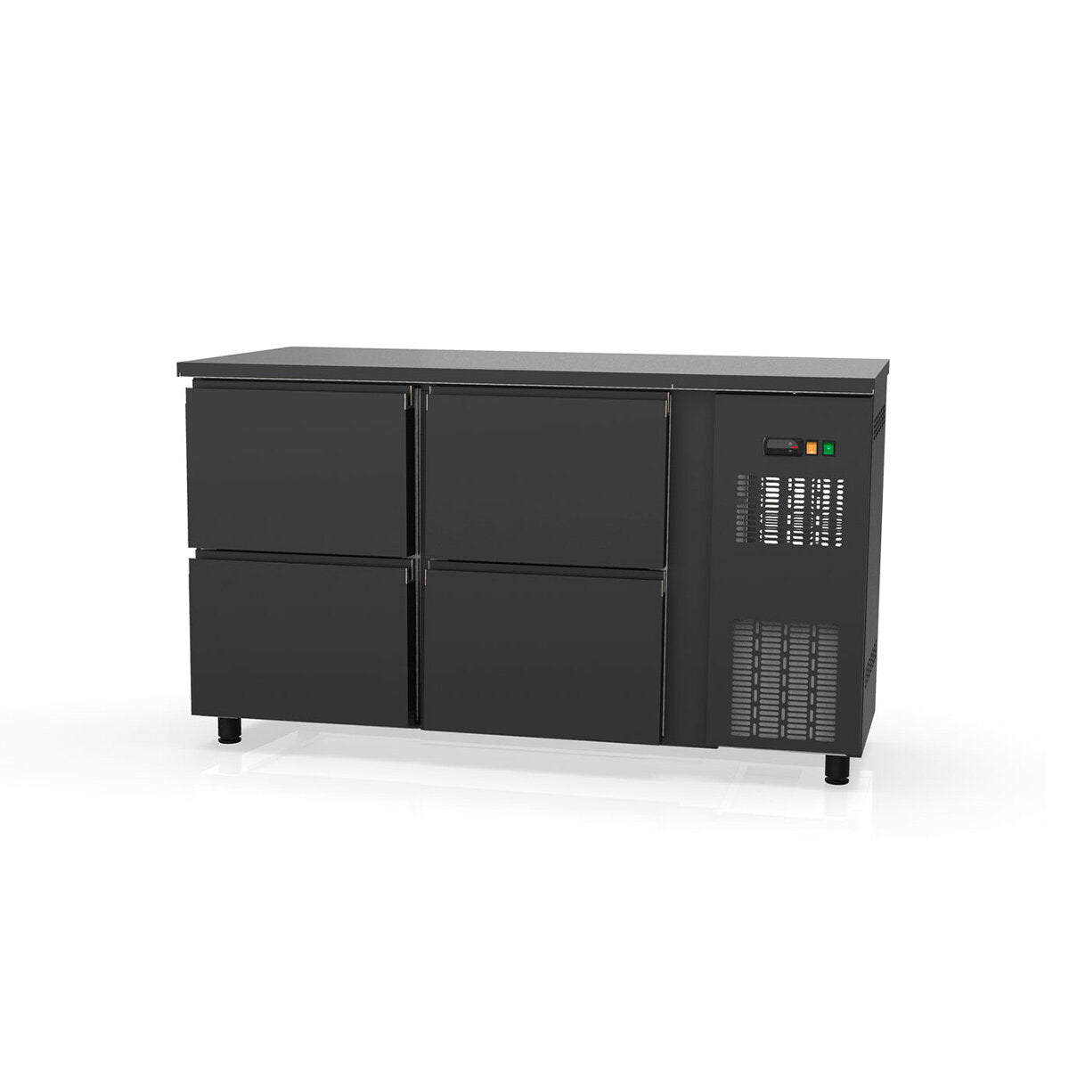 TOPLINE Barkühltisch schwarz / 4 Schubladen, 1485 x 530 mm