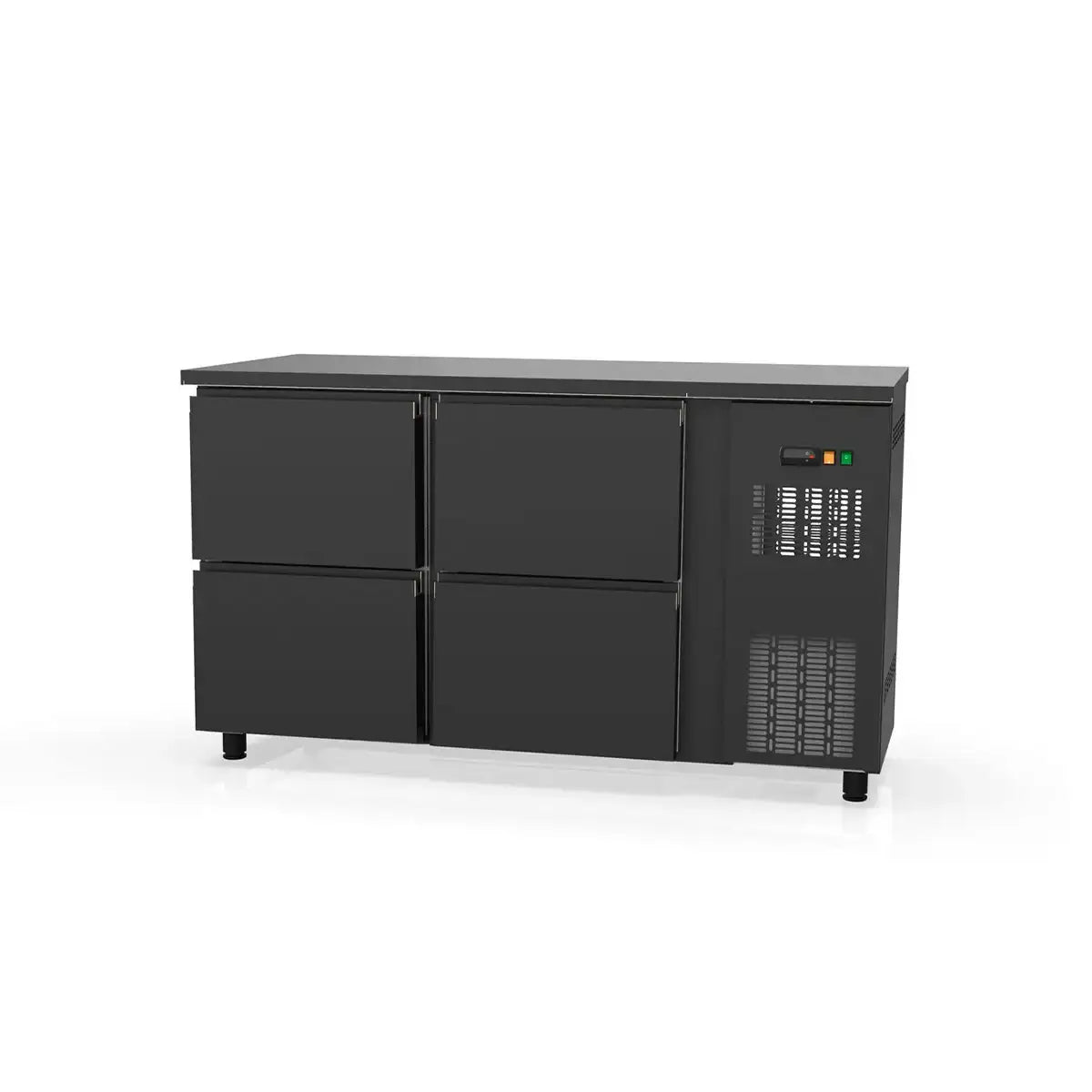 TOPLINE bar soğutma tezgâhı siyah / 4 çekmece, 1485 x 530 mm