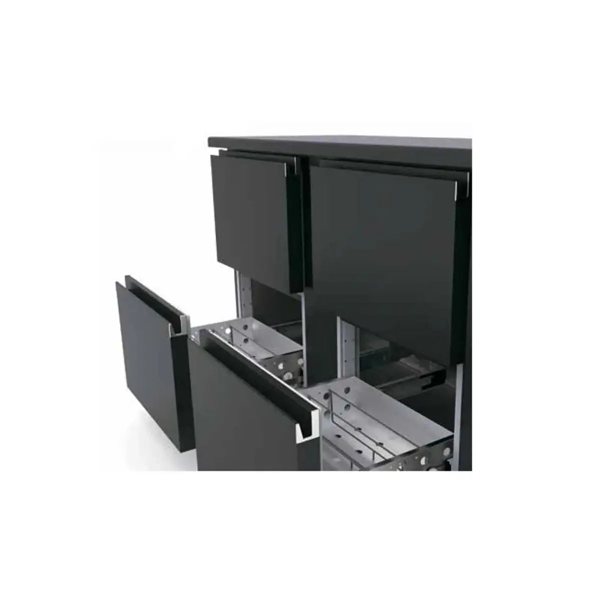 TOPLINE Barkühltisch schwarz / 8 Schubladen, 2565 x 530 mm