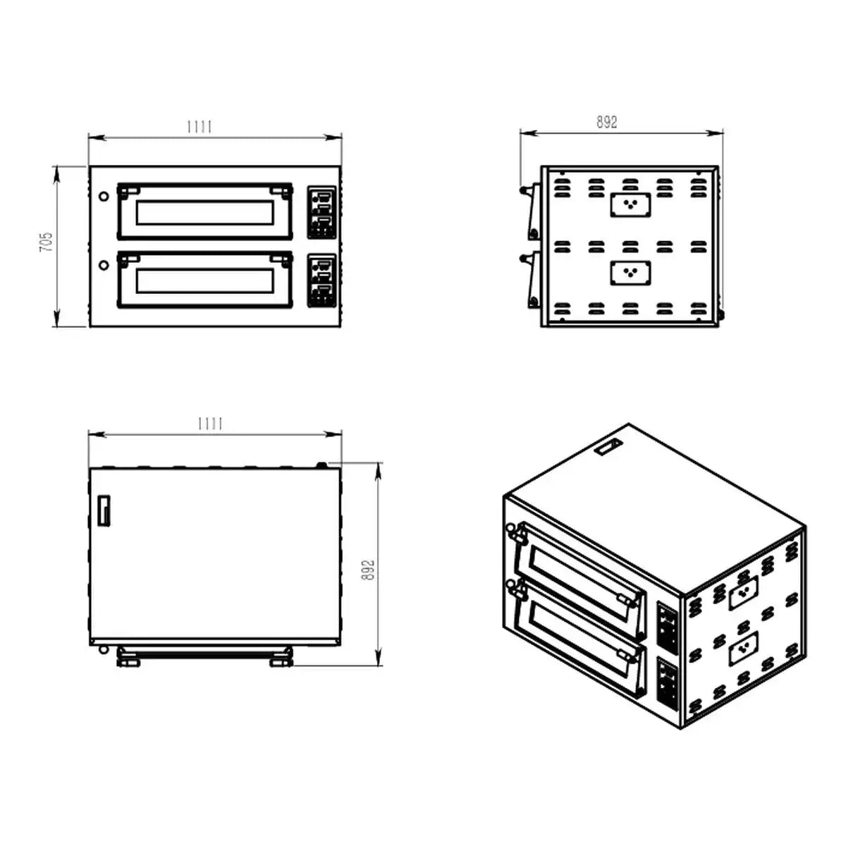 TOPLINE Elektro Pizzaofen 4+4 x 34 cm, digitales Thermostat, 1100 x 835 mm - Gastro-Bedarf24 GmbH