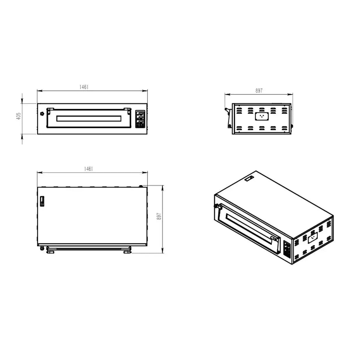 TOPLINE Elektro Pizzaofen 6 x 34 cm (breite Version), digitales Thermostat, 1450 x 835 mm - Gastro-Bedarf24 GmbH
