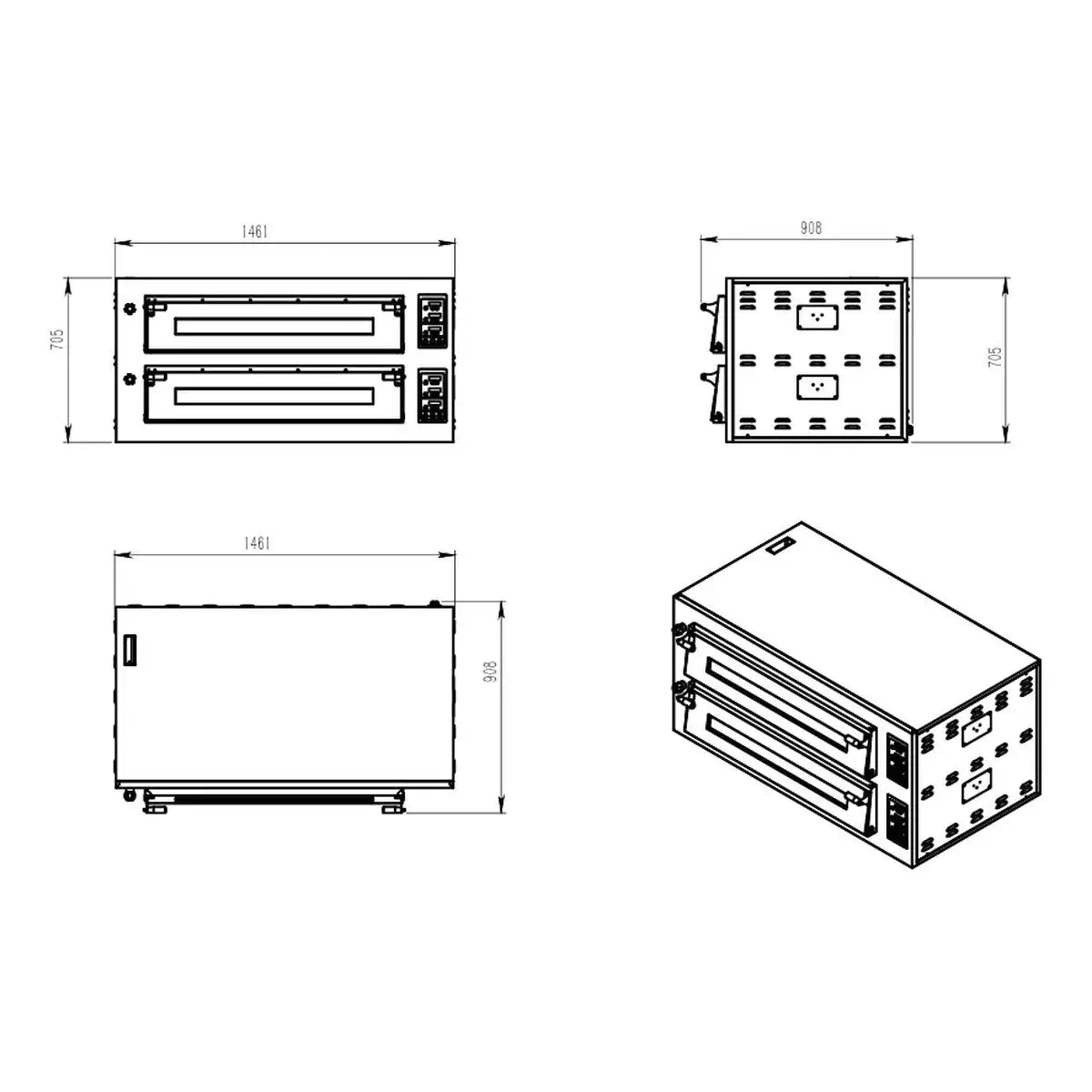 TOPLINE Elektro Pizzaofen 6+6 x 34 cm (breite Version), digitales Thermostat, 1450 x 835 mm - Gastro-Bedarf24 GmbH
