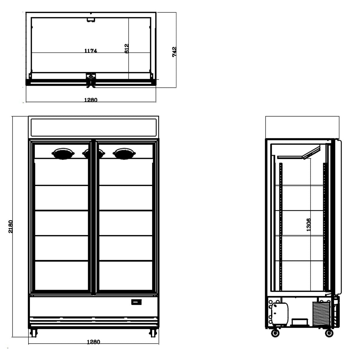 TOPLINE Getränkekühlschrank 1040 Liter mit Leuchtaufsatz "weiß" - Gastro - Bedarf24