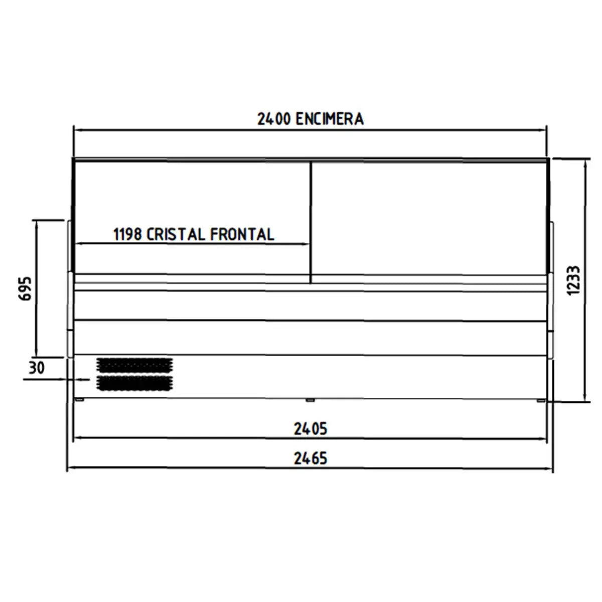 TOPLINE Kühltheke 250 - gebogenes Frontglas "grau"