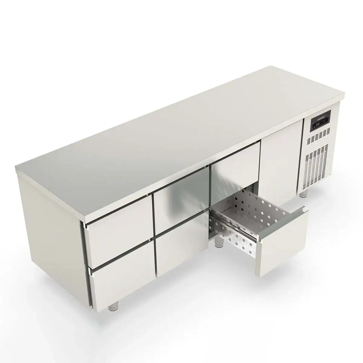 TOPLINE Kühltisch / 4-fach GN1/1 mit 6 Schubladen / 1 Tür, 2245 x 700 mm - Gastro-Bedarf24 GmbH