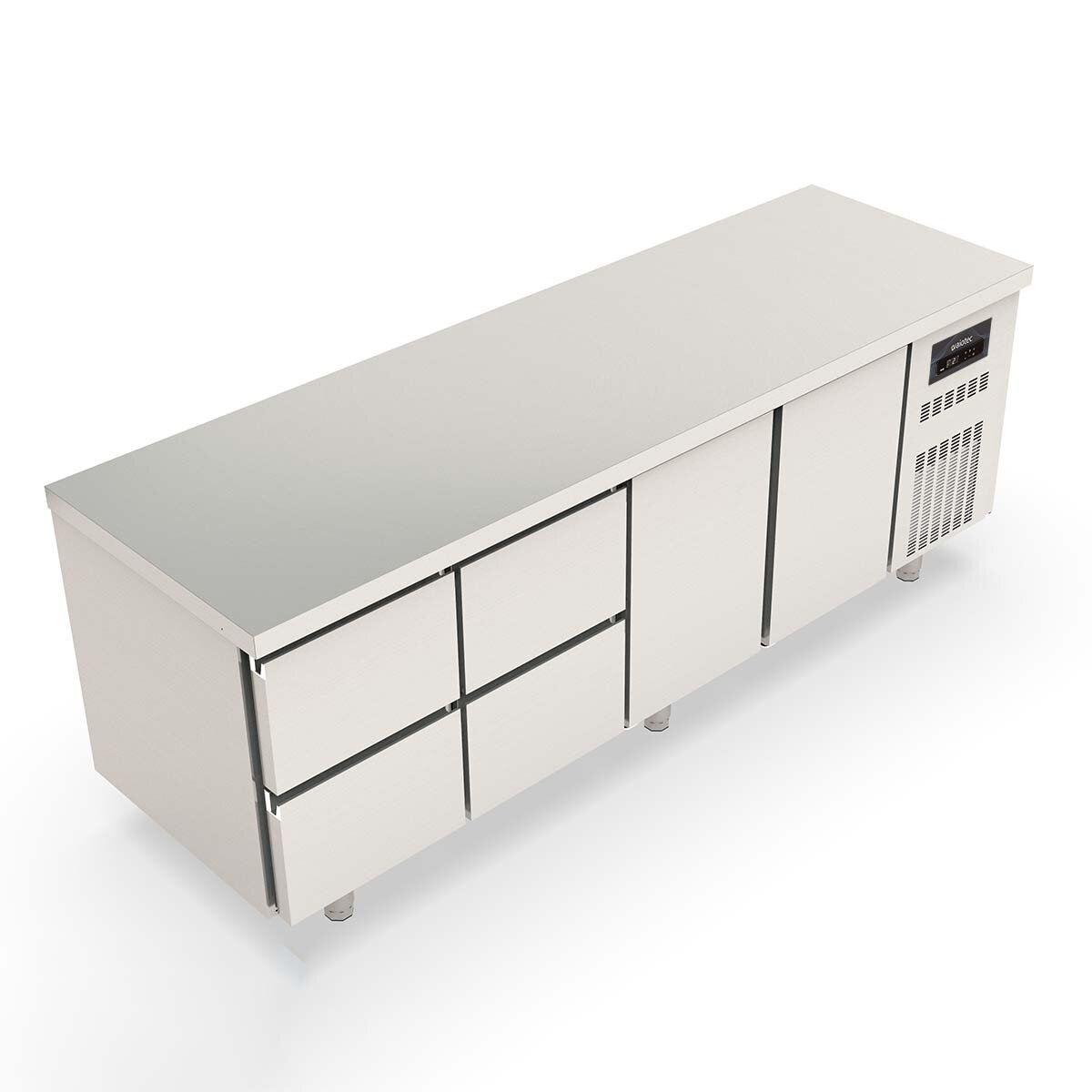 TOPLINE Kühltisch / 4-fach GN1/1 mit 4 Schubladen / 2 Türen, 2245 x 700 mm