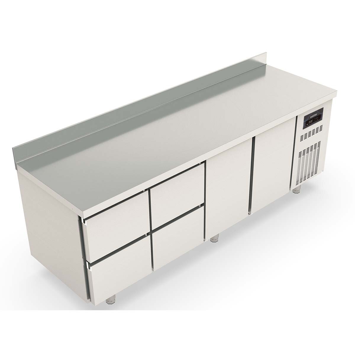 TOPLINE Kühltisch 700 / 4-fach GN1/1 mit 4 Schubladen / 2 Türen & Aufkantung