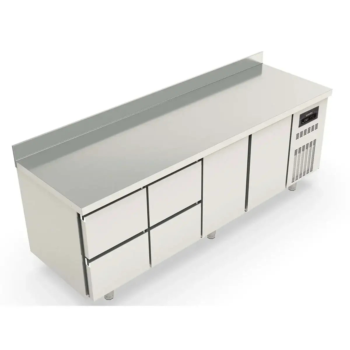 TOPLINE Kühltisch / 4-fach GN1/1 mit 4 Schubladen / 2 Türen & Aufkantung, 2245 x 700 mm