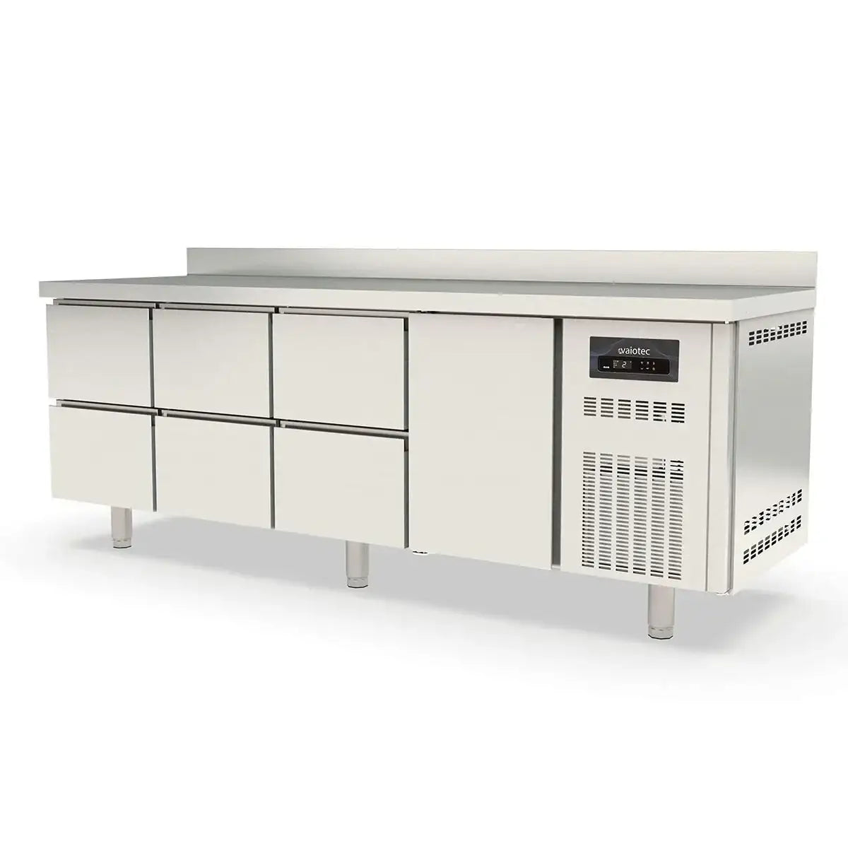 TOPLINE Refrigerated Table / 4x GN1/1 with 6 Drawers / 1 Door & Raised Edge, 2245 x 700 mm