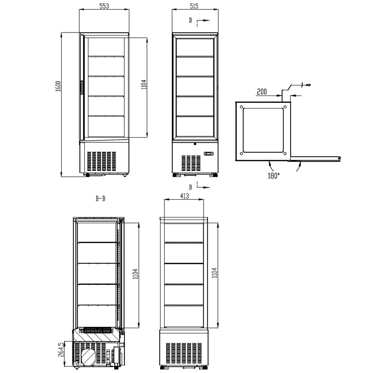 TOPLINE Kühlvitrine 4 - fach / 237 Liter "schwarz" - Gastro - Bedarf24 GmbH