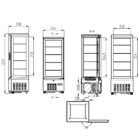 TOPLINE Kühlvitrine 4 - fach / 92 Liter "weiß" - Gastro - Bedarf24 GmbH