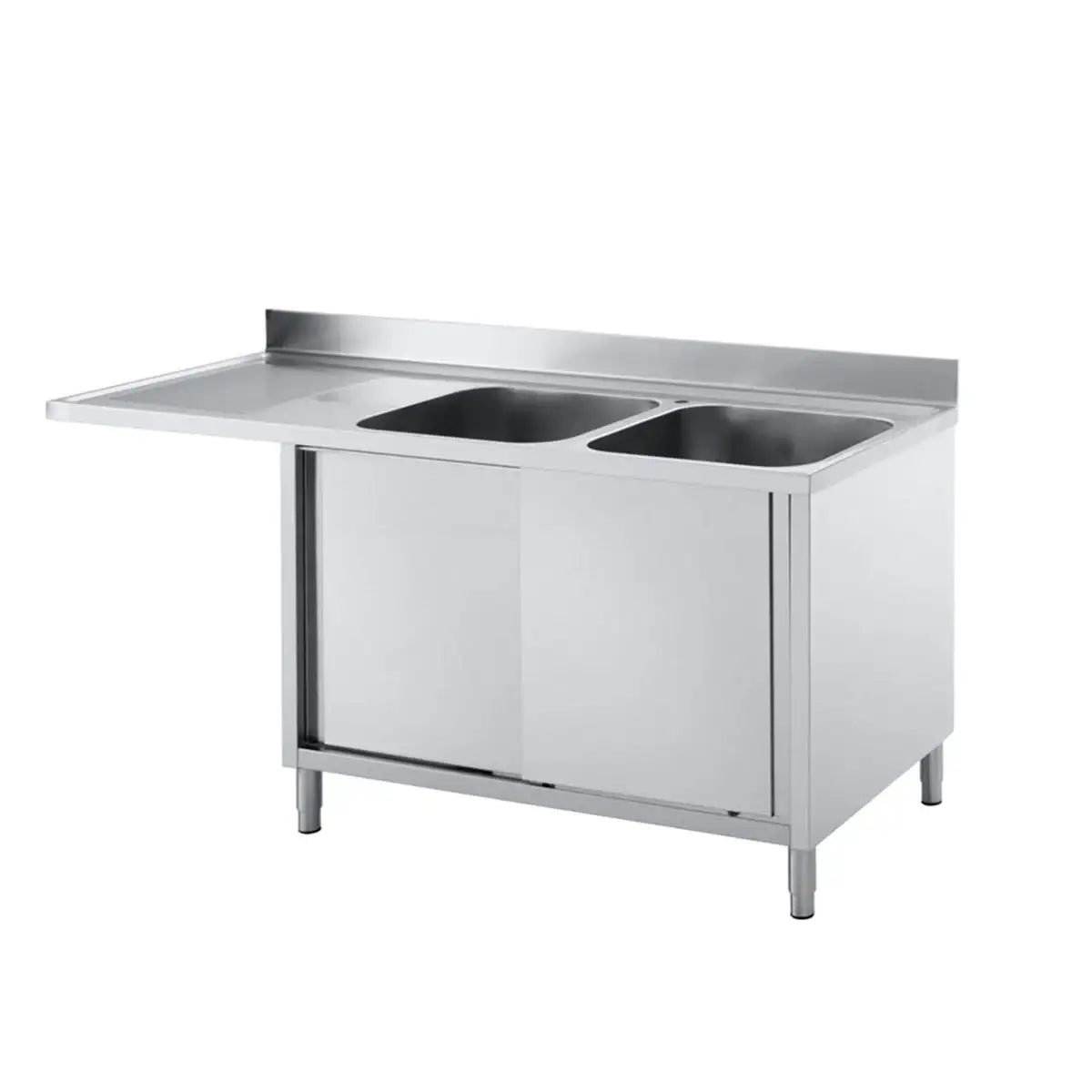 TOPLINE bulaşık merkezi / sağda 2 evyeli, sürgülü kapılı, 1600 x 700 mm