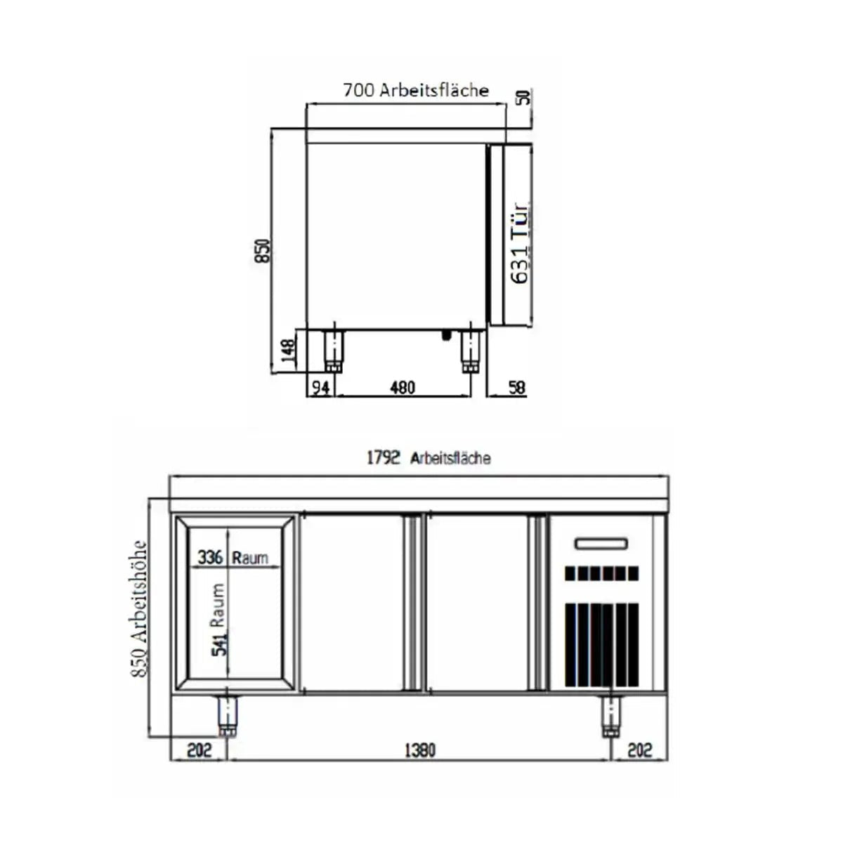 TOPLINE Tiefkühltisch / 3-fach GN1/1 mit 6 Schubladen, 1795 x 700 mm - Gastro-Bedarf24 GmbH