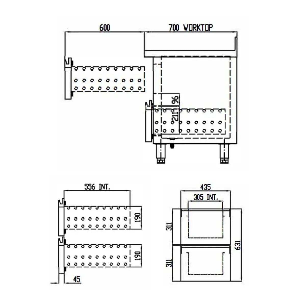 TOPLINE Tiefkühltisch / 3-fach GN1/1 mit 6 Schubladen & Aufkantung, 1795 x 700 mm - Gastro-Bedarf24 GmbH