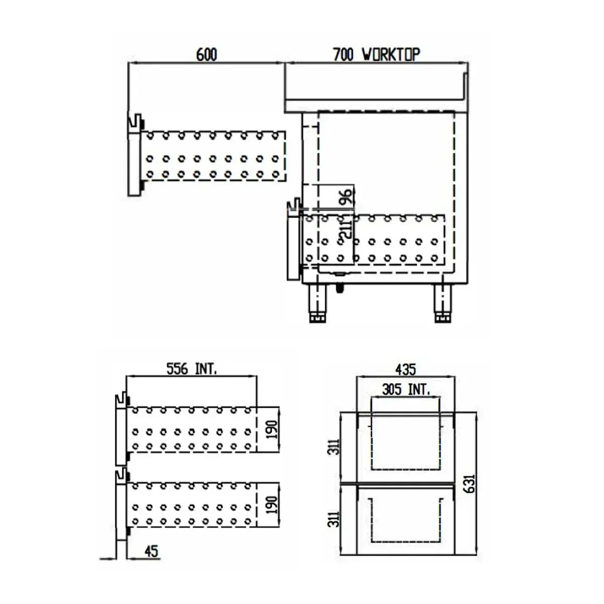 TOPLINE derin donduruculu tezgâh / 3 adet GN1/1, 6 çekmeceli, 1795 x 700 mm