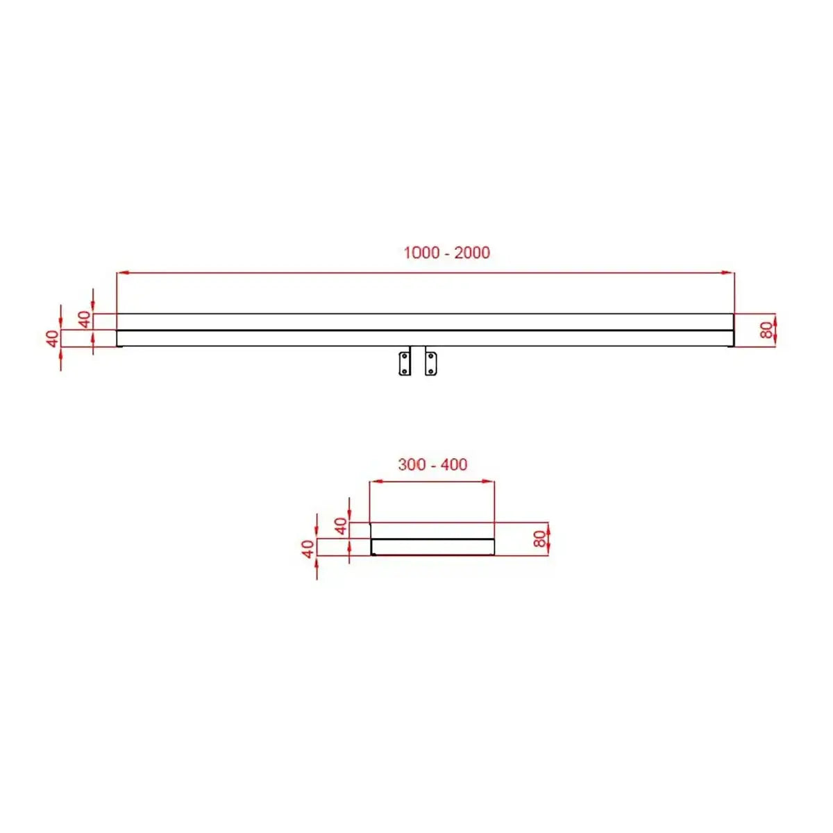 TOPLINE Wandbord inkl. Konsolen zur Wandbefestigung, 1600 x 400 mm