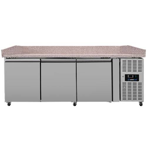 Pizzakühltisch mit 3 Türen und Räder - 2020x800x1000 mm