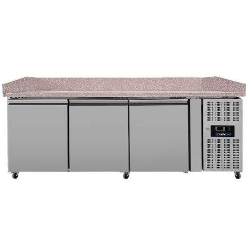 Pizzakühltisch mit 3 Türen und Räder - 2020x800x1000 mm