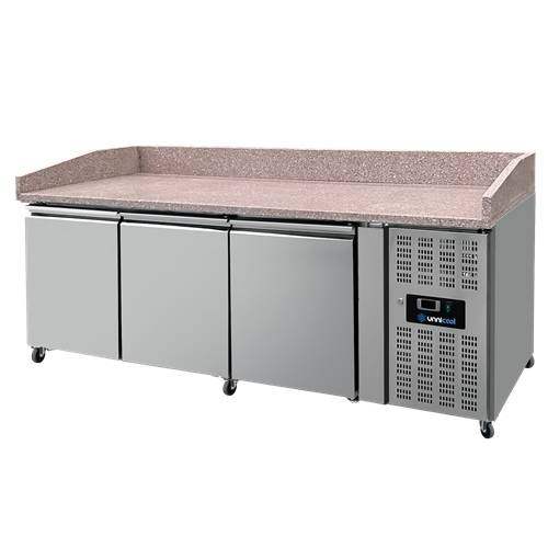 Pizzakühltisch mit 3 Türen und Räder - 2020x800x1000 mm