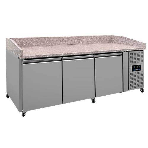 Pizzakühltisch mit 3 Türen und Räder - 2020x800x1000 mm