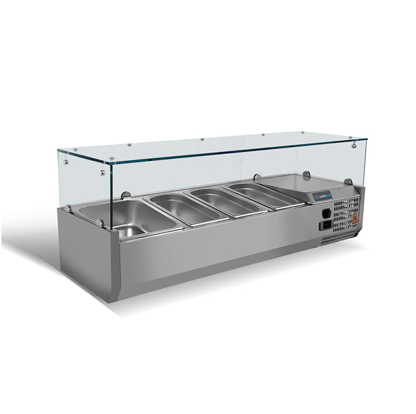 UNNICOOL Kühlaufsatzvitrine - 4x GN 1/3 - 1200x395x435 mm