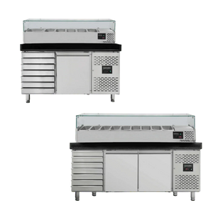 Pizzakühltische mit schwarzen Granit inkl. Kühlaufsatzvitrine