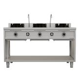 Gas-Wokherd – 1500x600x850/900 mm - 3×15 kW – 3 Kochzonen