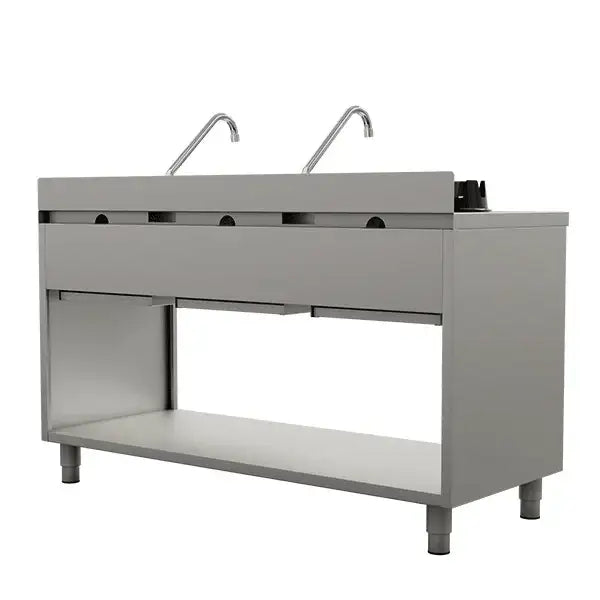 Gas Wok Stove – 1500x600x850/900 mm - 3×15 kW – 3 Cooking Zones