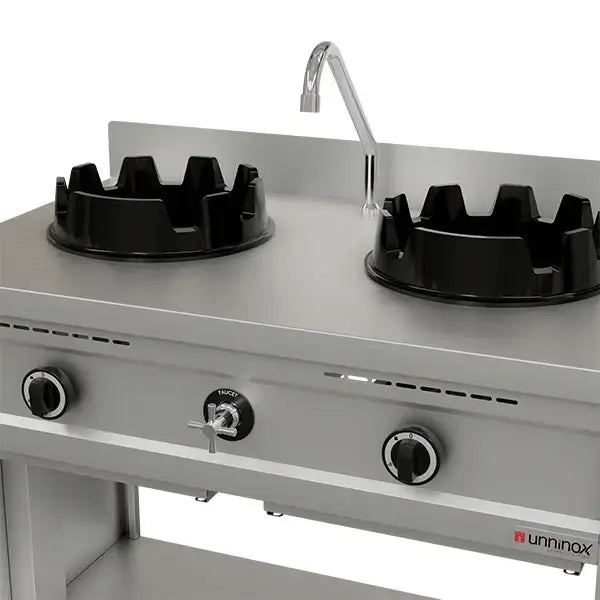 Sobë wok me gaz – 1000x600x850/900 mm - 2×15 kW – 2 zona gatimi