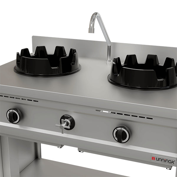 Gas-Wokherd – 1000x600x850/900 mm - 2×15 kW – 2 Kochzonen