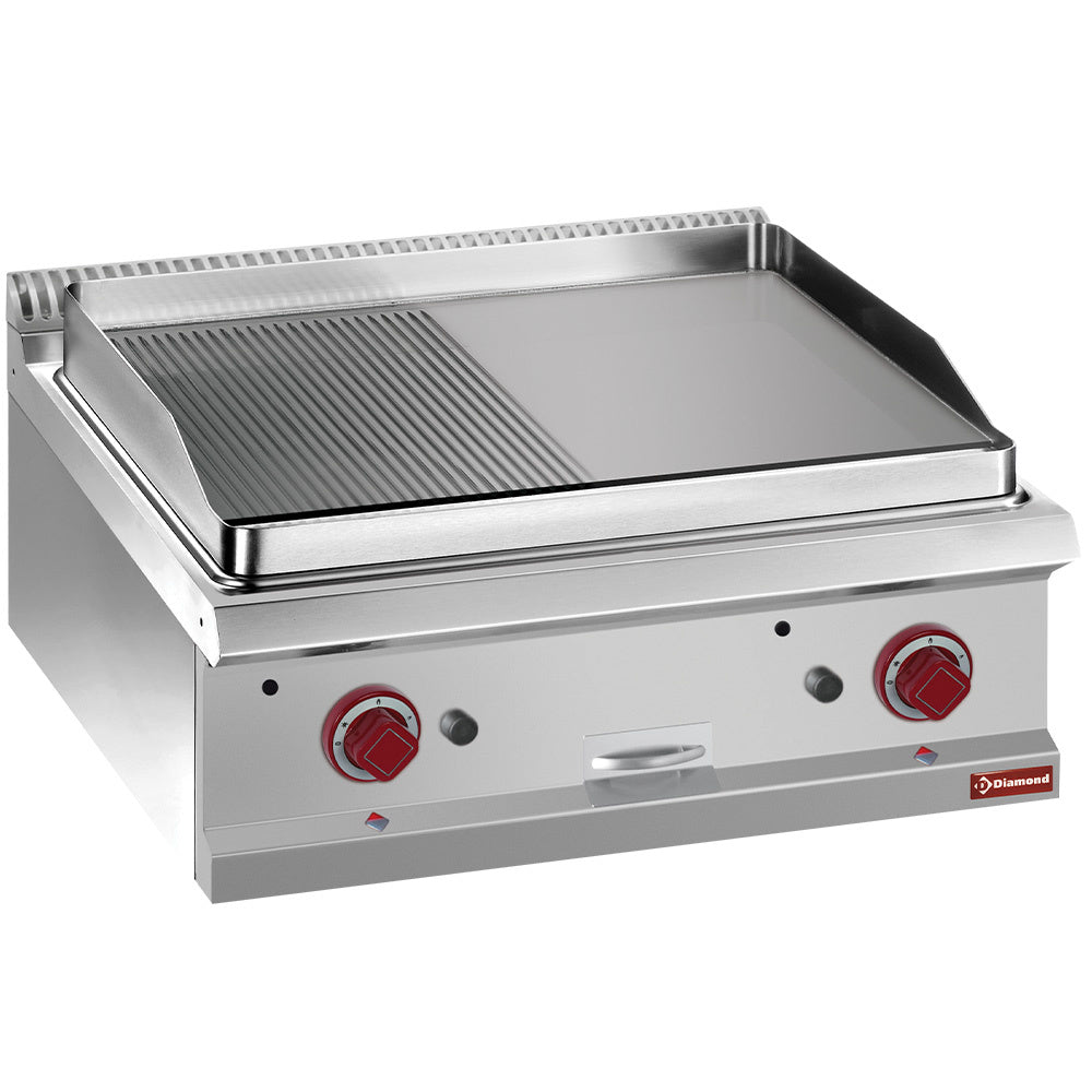 Gas-Grillplatte 1/2, glatt, 1/2 gerillt, Modul 1/1 -OBERPLATTE-