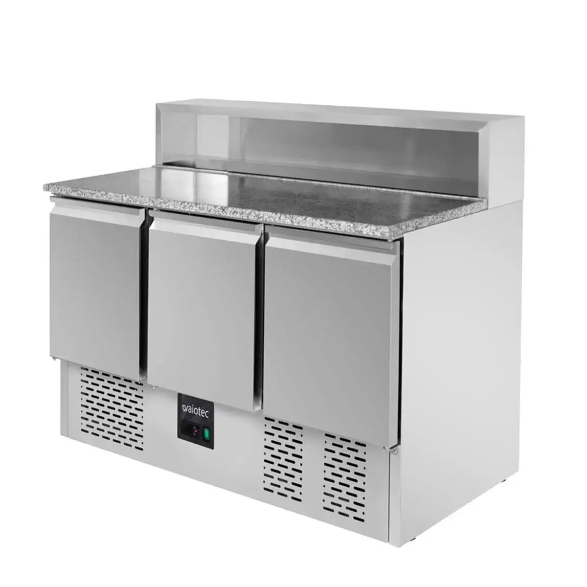 Edelstahl-Kühltisch mit Granitarbeitsplatte für Gastronomie und Profiküchen