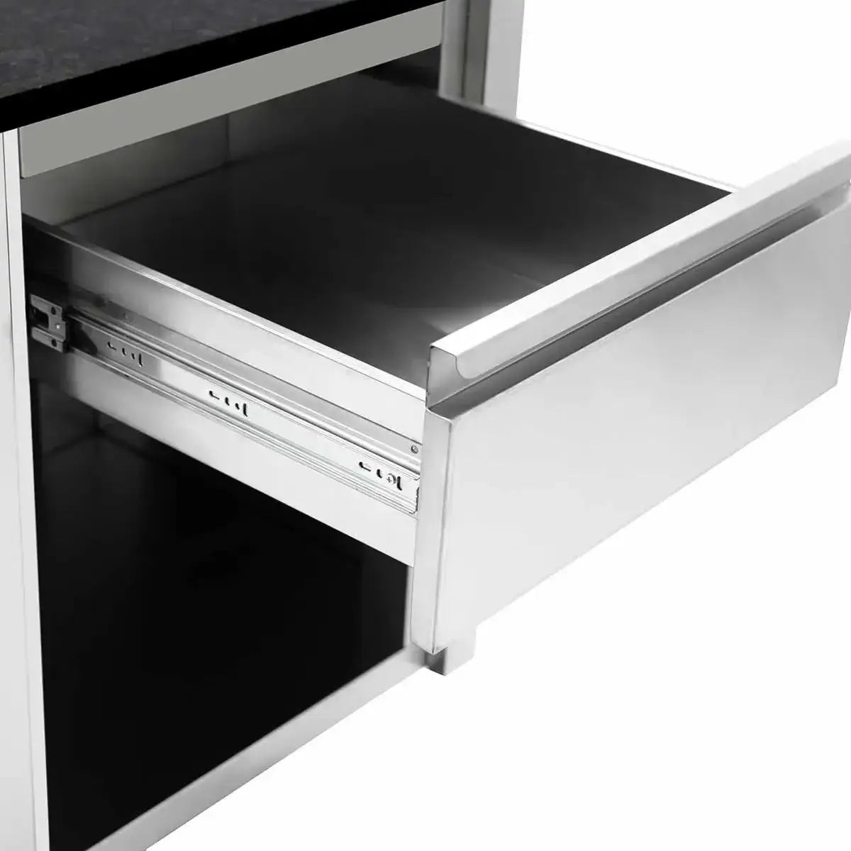 Offene Edelstahl-Schublade für Gastronomieküche, robustes Gastro-Bedarf24 Möbelstück