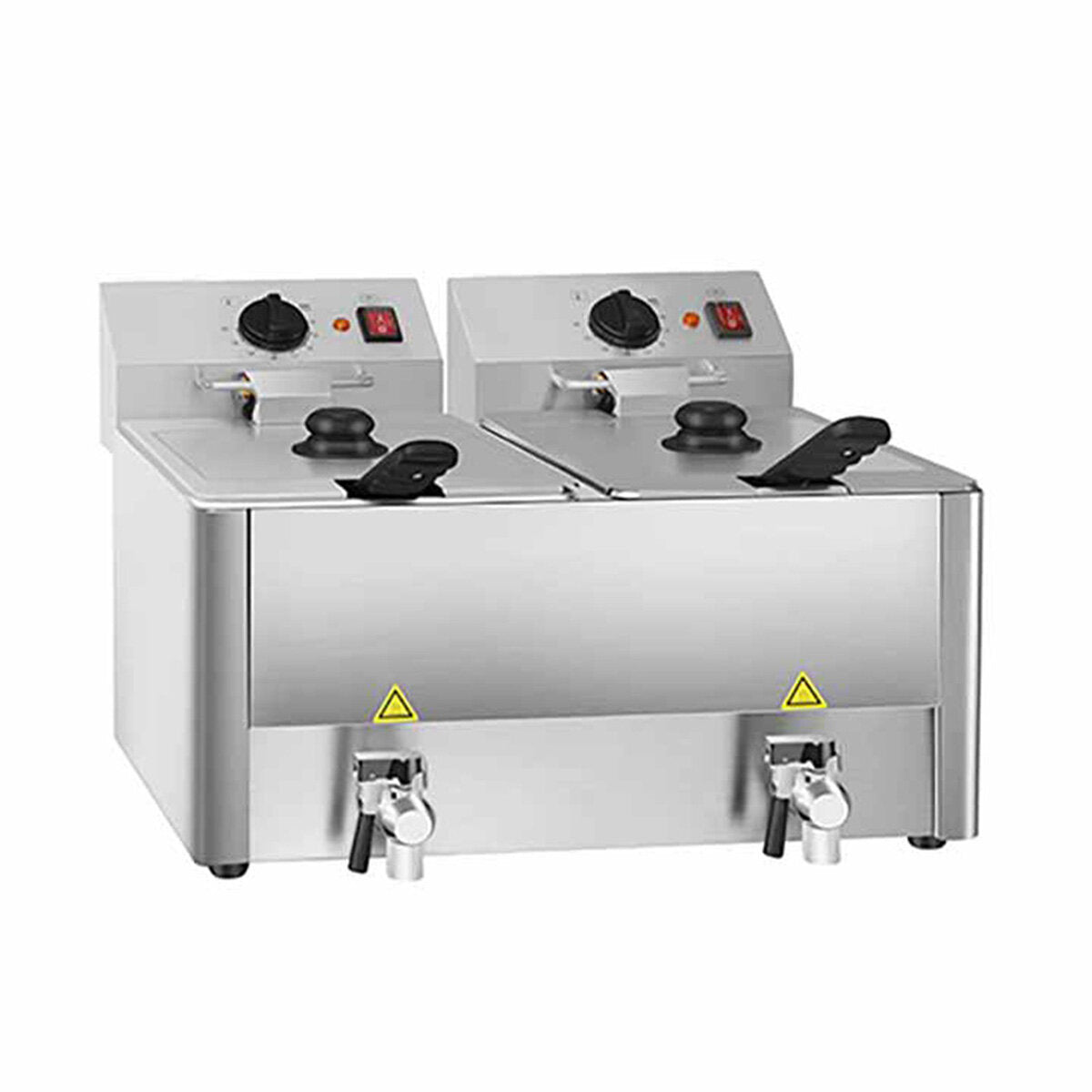 EASYLINE Elektro Fritteuse 2 Becken mit Ablasshahn 8 + 8 Liter