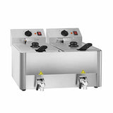EASYLINE Elektro Fritteuse 2 Becken mit Ablasshahn 8 + 8 Liter