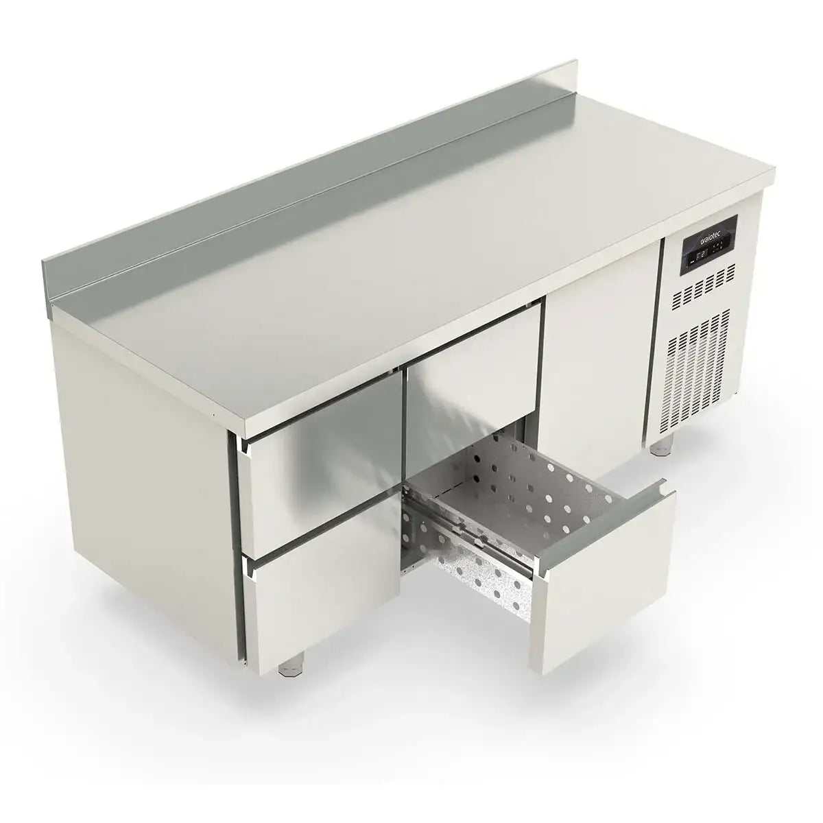 TOPLINE Refrigerated Table / 3-section GN1/1 with 4 Drawers / 1 Door & Raised Edge, 1795 x 700 mm