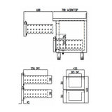 TOPLINE Kühltisch 700 / 3-fach GN1/1 mit 4 Schubladen / 1 Tür & Aufkantung
