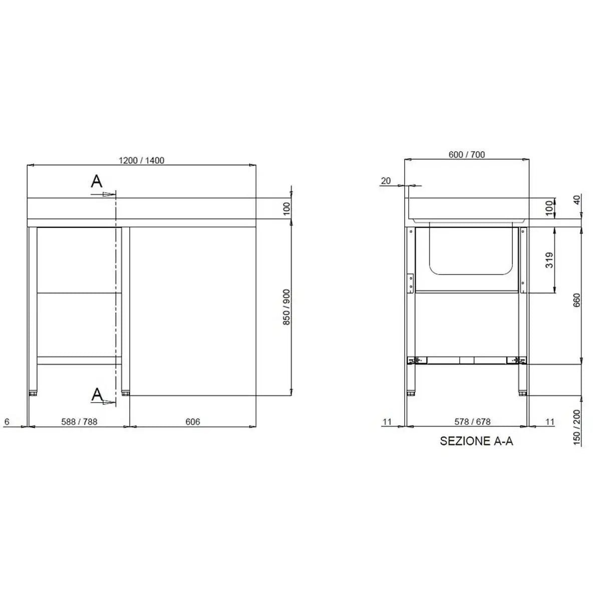 TOPLINE Dishwashing Center 700 / 1 Basin right W:1400