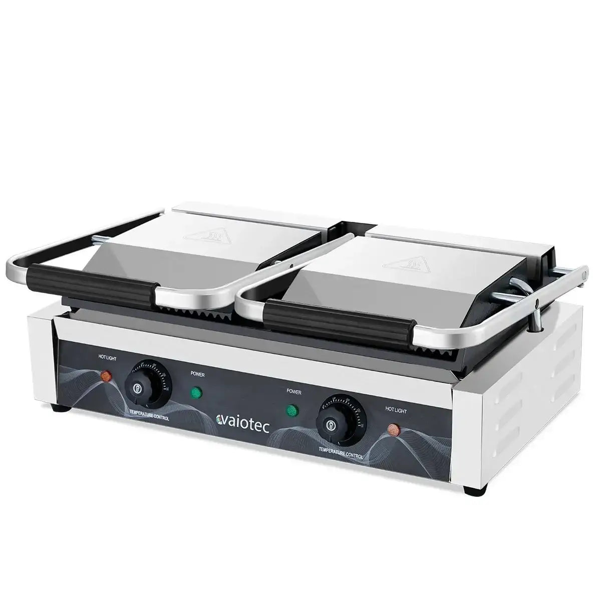 Doppel-Kontaktgrill aus Edelstahl für Gastronomie, mit Temperaturregler, vaio-tec Marke