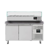 EASYLINE Pizzakühltisch 800 / 2-türig "grau" inkl. Kühlaufsatz GN1/4