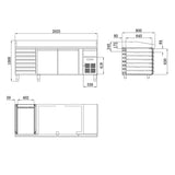 EASYLINE Pizzakühltisch 800 / 2-türig & 7 Schubladen "grau" inkl. Kühlaufsatz GN1/3