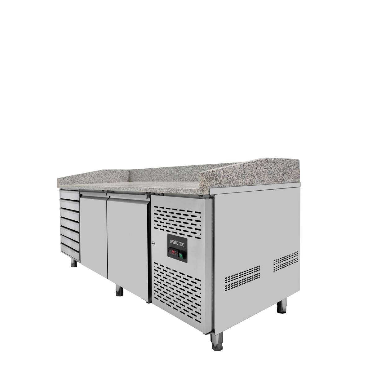 EASYLINE Pizzakühltisch 800 / 2-türig & 7 Schubladen "grau" inkl. Kühlaufsatz GN1/3