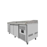 EASYLINE Pizzakühltisch 800 / 2-türig & 7 Schubladen "grau" inkl. Kühlaufsatz GN1/3