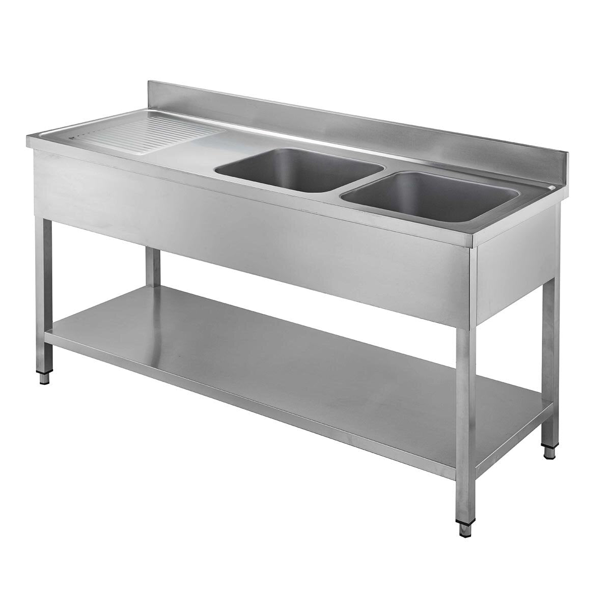 EASYLINE Spültisch 700 / 2 Becken rechts und Abtropffläche B:1600