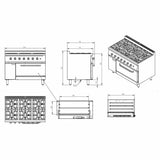 EASYLINE Gasherd 700 - 6 Brenner 43,2 kW - mit Gasbackofen